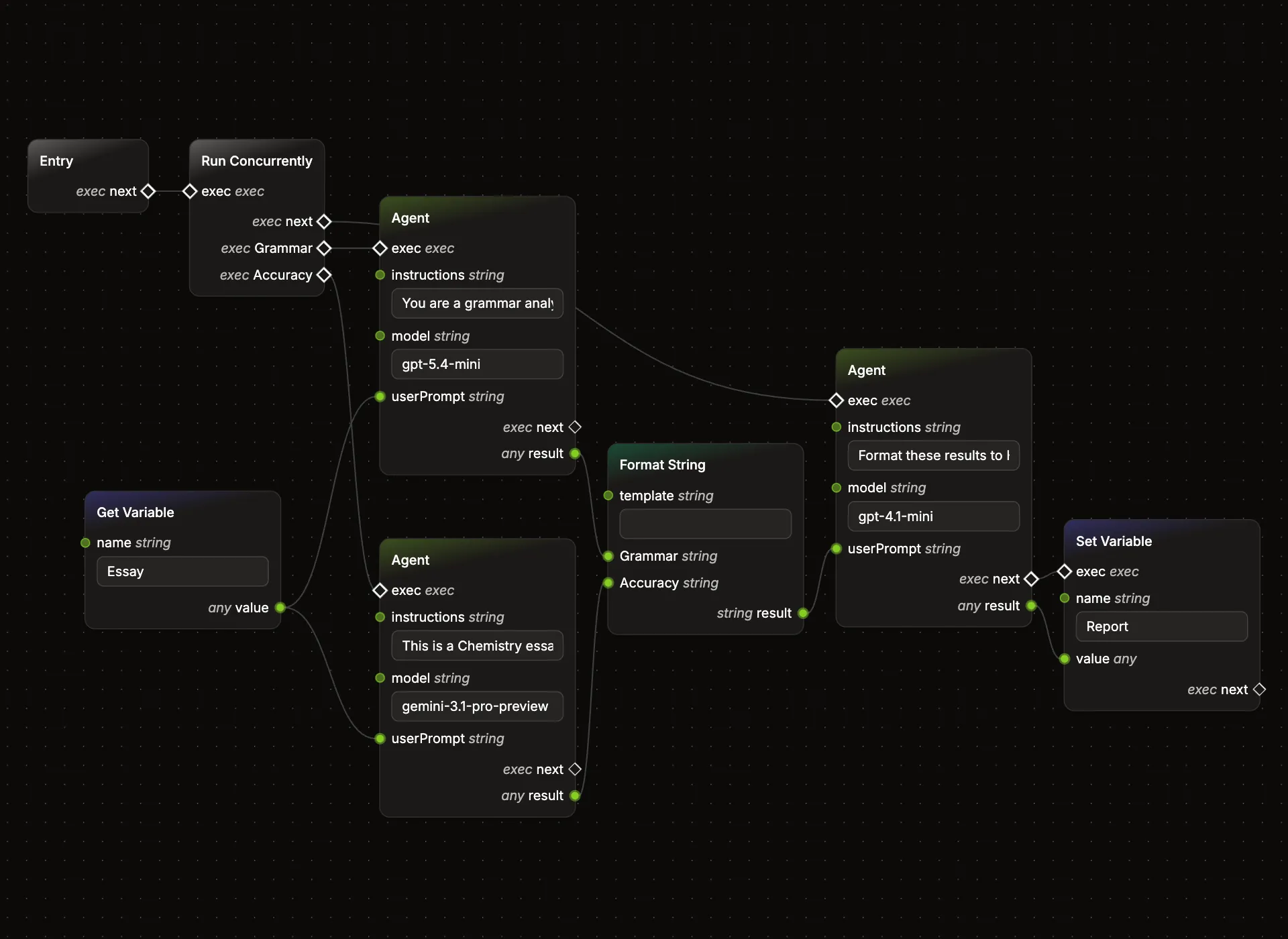 A workflow of agents in Superflow's web IDE